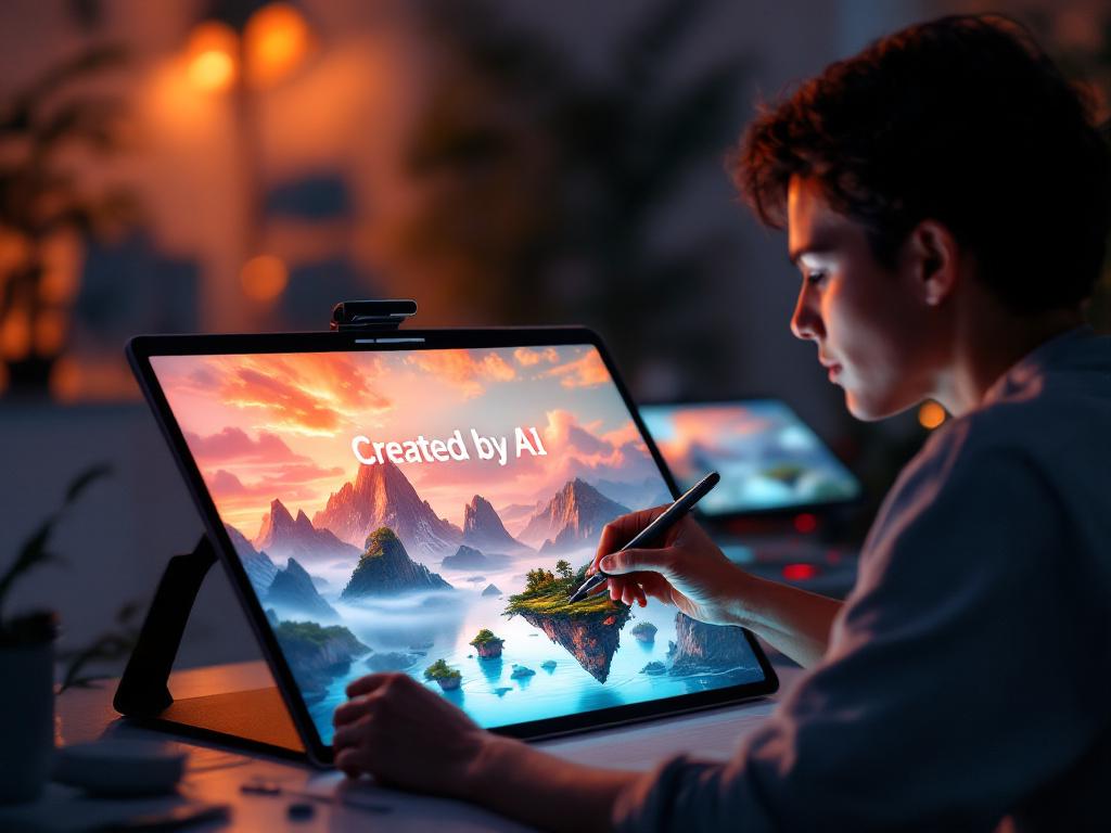 Que es la Inteligencia Artificial Ejemplos: Artista usando IA para crear arte digital original.